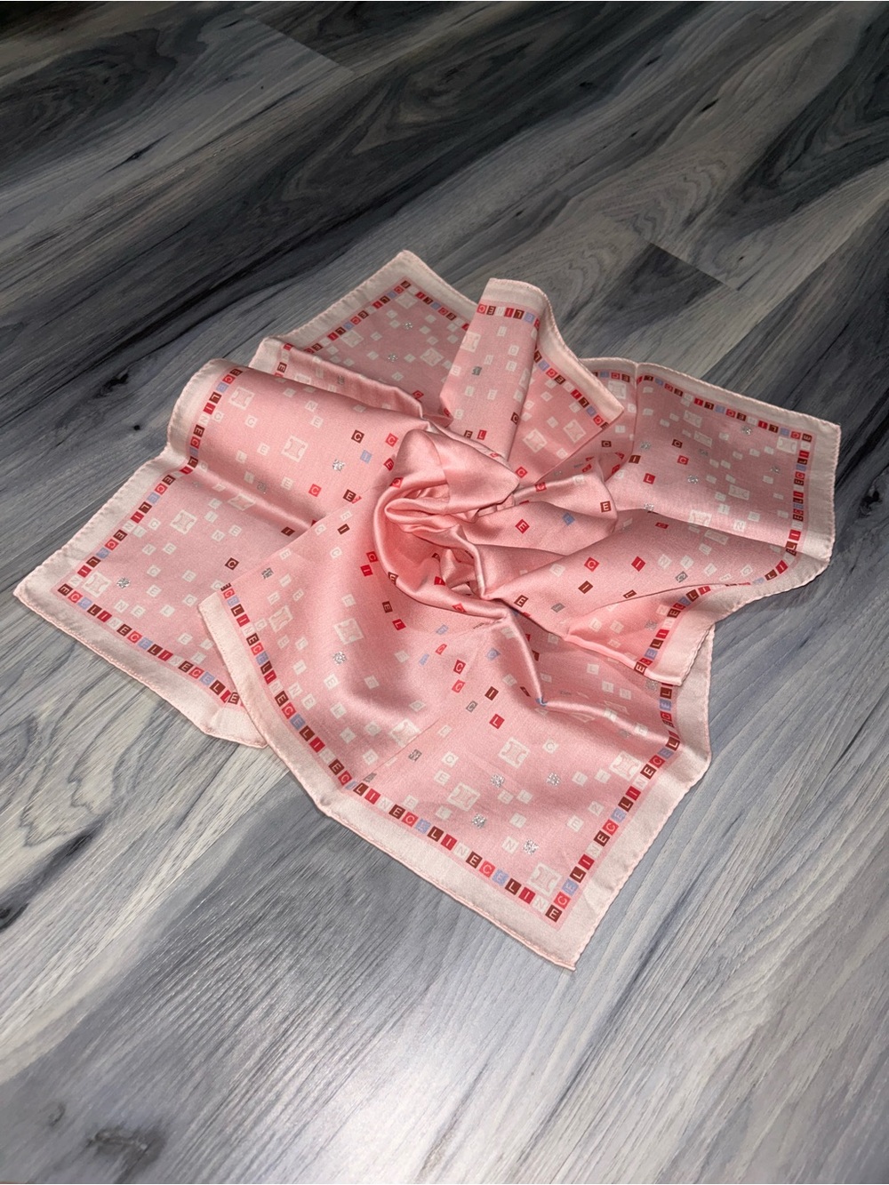 Vintage Celine Light Pink All Over Print Cotton Handkerchief